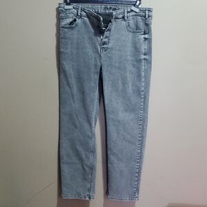Bootlegger High Rise Straight Leg Button Fly Grey Wash Jeans Size 31